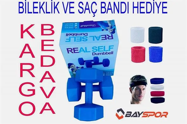 Bayspor 5 kg X 2 Adet Dambıl + Havlu Bileklik + Saç Bandı