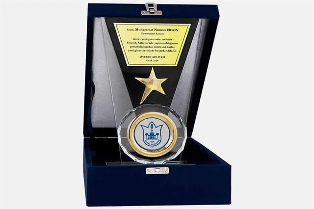 Bayspor M106 Kadife Kutulu Kristal Plaket 26 cm