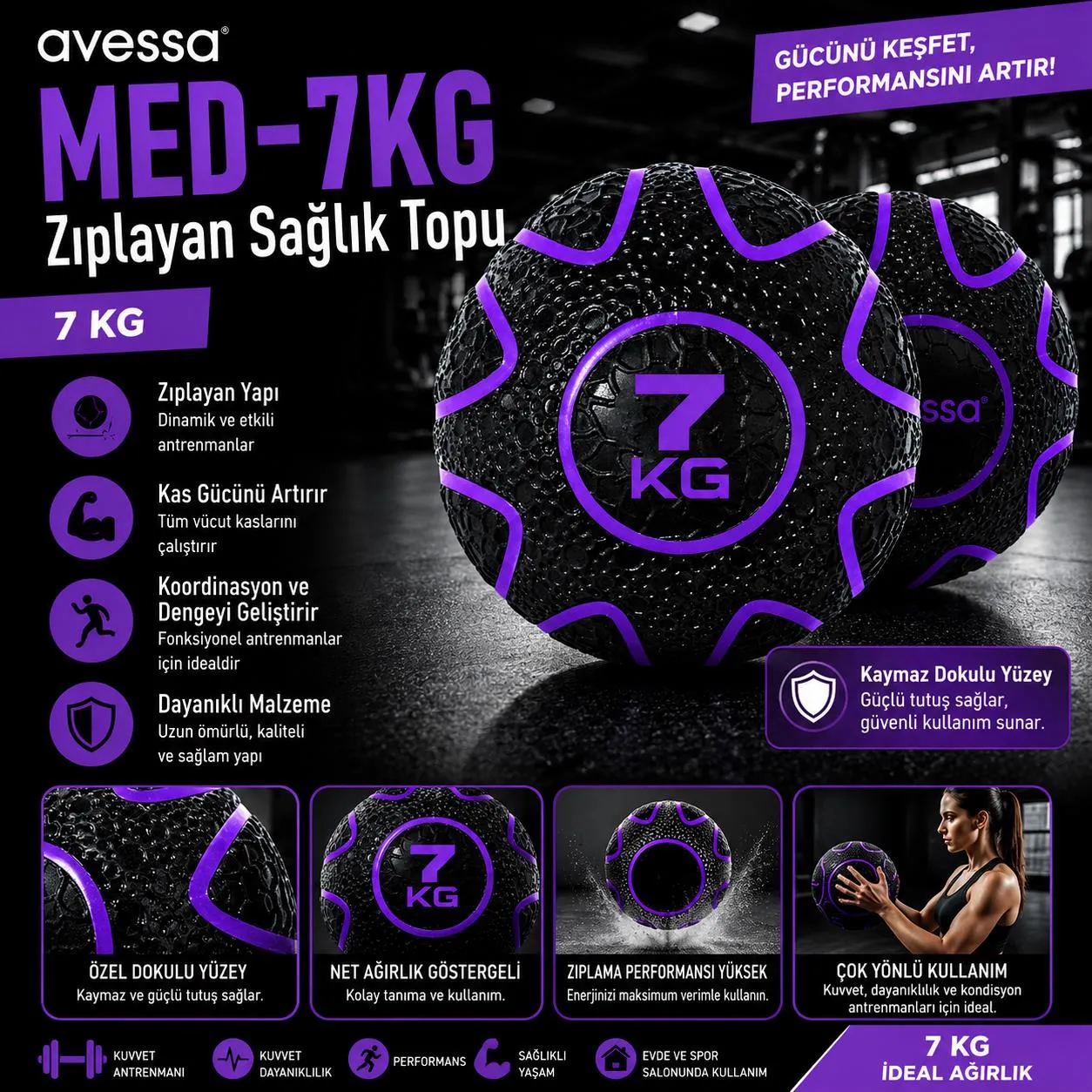 Avessa Med-7Kg Zıplayan Sağlık Topu 7 Kg