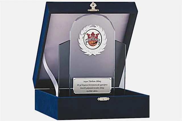 Bayspor M186 Kadife Kutulu Kristal Plaket 24 cm