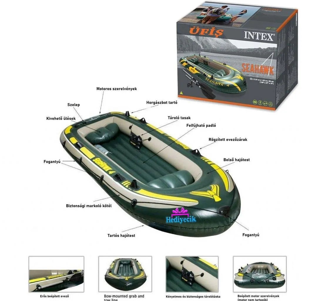 Intex Shehawk 4 Bot Set (Kürek+Pompa) 68351 Görsel 3