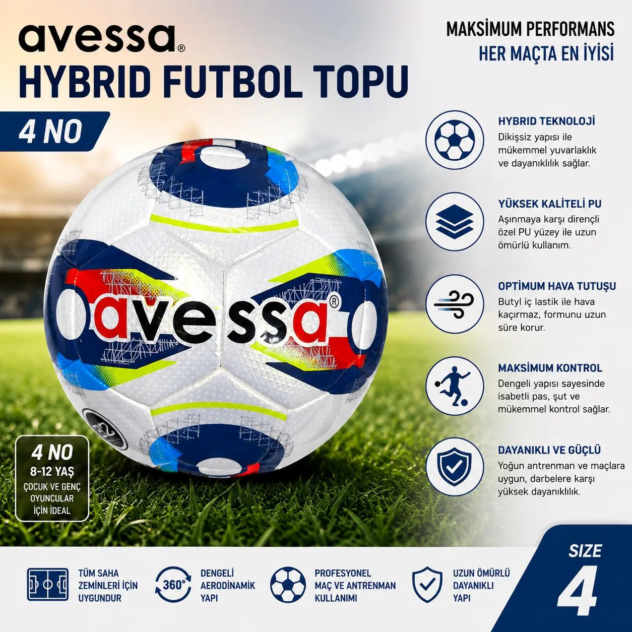 Avessa Hft-340 Hybrid Futbol Topu No4