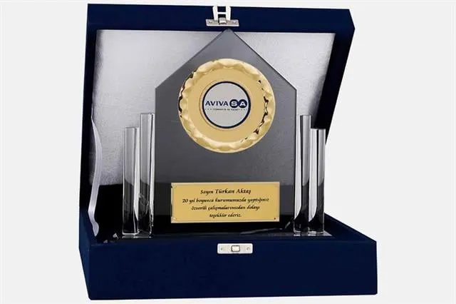 Bayspor M128 Kadife Kutulu Kristal Plaket 23 cm