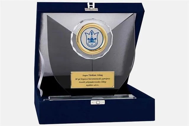 Bayspor M70 Kadife Kutulu Kristal Plaket 22 cm