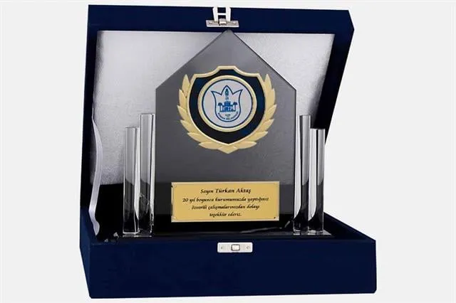 Bayspor M134 Kadife Kutulu Kristal Plaket 23 cm