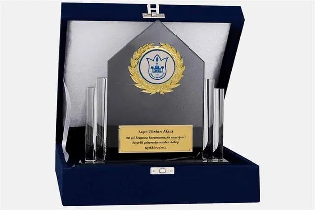 Bayspor M124 Kadife Kutulu Kristal Plaket 23 cm