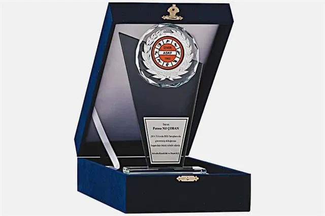 Bayspor M26 Kadife Kutulu Kristal Plaket 23 cm