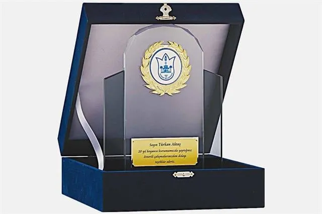 Bayspor M184 Kadife Kutulu Kristal Plaket 24 cm
