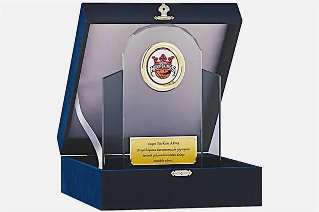 Bayspor M190 Kadife Kutulu Kristal Plaket 24 cm