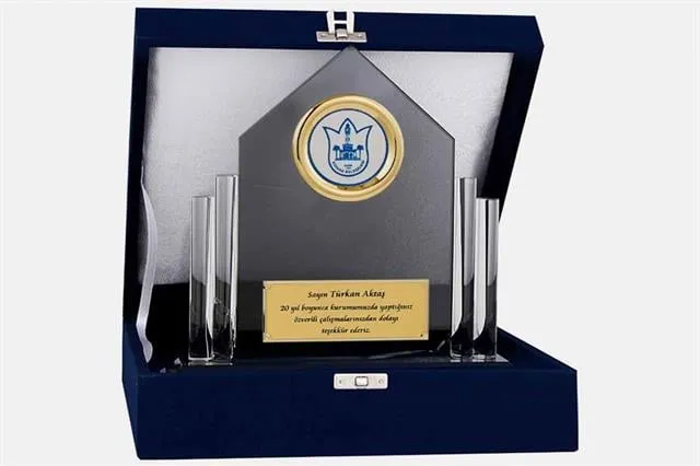 Bayspor M130 Kadife Kutulu Kristal Plaket 23 cm