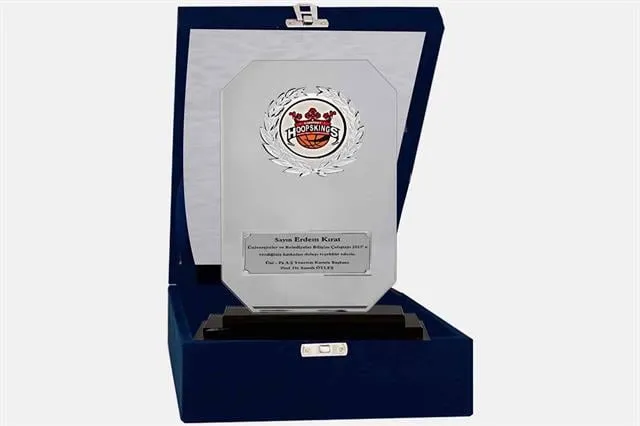 Bayspor M86 Kadife Kutulu Kristal Plaket 23 cm